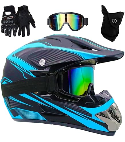Cool Casque Motocross Intégral Enfant Avec Lunettes Gants Masque - DOT Approuvé