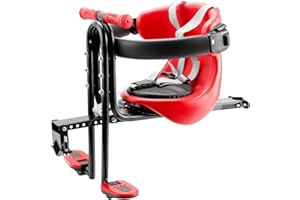 YouTeMei Kids Bike Seat, Front Bike Seat for Child, with Cushion Armrest Saddle Cushion Back Rest Foot Pedals for 1-4years Old