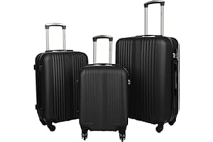 GROUNDLEVEL.CO.UK groundlevel Delta Stripe 3 Piece Luggage Set - Black