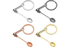 VILITI 4 Pcs Spoon Necklace,Mini Medicine Spoons Keychain Ket Kit,Spoon Pendant Necklace Gifts,Charm Christmas Small Gift,Alloykeyring Nucklaces Gold,for Festival Sugar Tea Canape Tableware