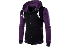 Duohropke Harajuku Veste universitaire pour homme Veste de loisirs Veste de sport Streetwear Col montant Poches Automne Printemps Veste de baseball Unisexe Veste bomber Veste de survêtement