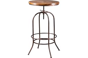 BOKKOLIK Vintage Bar Table Swivel Industrial Style Pub Table Kitchen Dining Tables Height Adjustable 37.4-45.3inch Coffee Table with Footrest