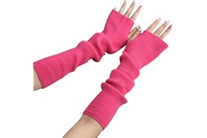 Suxgumoe Damen Winter Armstulpen, Damen Winter Stricken Handschuhe mit Armstulpen, Lange Fingerlose Pulswärmer Damen Handwärmer Stulpen