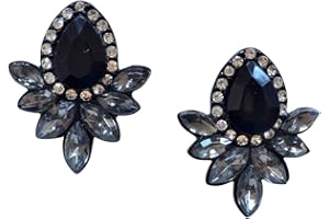 Happiness Boutique Femmes Boucles d’Oreilles à Fausses Gemmes | Clous d’Oreilles en Strass en Couleur Noire