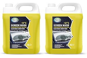 JOVS Yellow Car Screenwash 2x 5L – Concentrated Screen Wash for Cars Works to -12°C – Car Windscreen Washer Fluid with Rain Repellent, Prevents Freezing and Clears Dirt for Safer Driving.