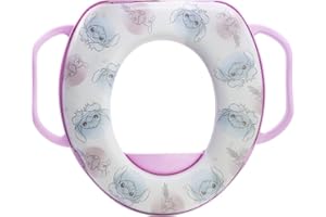 TATAWAY IN VIAGGIO SI CRESCE Tataway WC Morbido Bambini con Maniglie - Riduttore WC con Grafica Disney Stitch - Seduta Comfort Antiscivolo, Facile da Pulire.