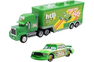 SWZY Green Racing Car & Container Truck Model Toys for Kids,2Pcs Car Toys Set,Lightning Mini Race Car Figures Cake Topper Truck Cake Decoration,Small Play Vehicle Car Racing Cars Birthday Gifts for Kids