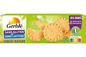 Gerblé Sablés Nature – Sans Gluten & Sans Lactose – Biscuits Simples et Gourmands à Emporter, Sans Huile de Palme, 20 Sablés, 120 g