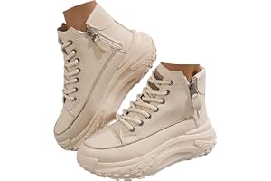 Xbemkste fritidsskor, dam, höga toppar, platåskor med dragkedja, snygga snörskor, bekväma promenadskor, sneakers, damskor med platå