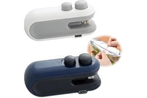 JinRui-T Mini Bag Sealer,Handheld Heat Sealer,Rechargeable Easy Seal Bag Sealer for Snacks,2 in 1 Heat Sealer and Cutter,2 PCS Bag Resealer Preservation Food Storage (White-Blue)