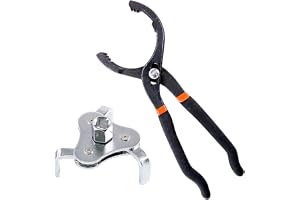 Swpeet 2 st 30 cm stor justerbar oljefiltertång med universal 3 käke oljefilter skiftnyckel verktyg för diameter 5 1/8-4 1/2