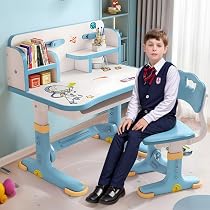 Bureau Et Chaise Enfant Réglable En Hauteur - Plan Inclinable 0-45° - Avec Tiroirs Et étagère - Pour 3 à 18 Ans - 5