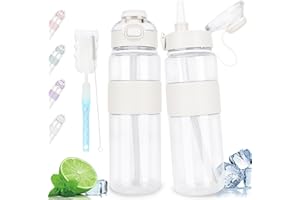 ADVIGO Butelka 1 litr ze słomką, szczelna butelka na wodę, 1 l, z uchwytem, 1 litrowa butelka sportowa, bez BPA, butelka na wodę do szkoły, pracy, na fitness