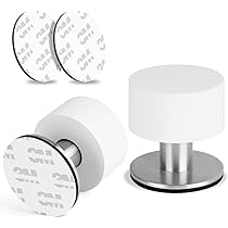 Hotop Butée De Porte De Sol Auto-Adhésives Butée En Acier Inoxydable Ovale Arrêt De Porte Poli Avec Colle Butoir De Porte En Demi-Lune Pour Protection De Mur En Verre(Argent,1 Pcs