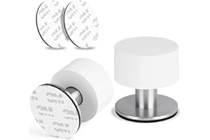 Flintronic 2 Pezzi Fermaporta a Pavimento, Fermaporta da Muro, per Proteggere Porte e Pareti, con Viti e Adesivo, per Ufficio, Hotel, Camerette, Bagno, Balcone, Cucina, Bianco(40mm)