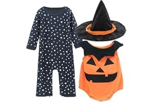 MOMBEBE COSLAND Déguisement Bébé Fille Citrouille Halloween Costume Ensembles 0-24 Mois