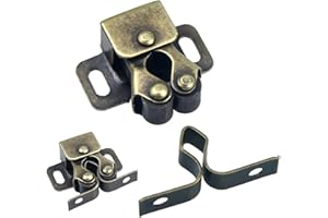 Natuce 12PCS Cierres para Puerta, Cierres de Doble Rodillo para Puerta de Mueble, Pestillo de Glope Cierres para Puerta de Armario Cocina Casa y Muebles Baño Cerradura de Captura de Puertas (Marrón)