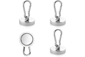 aghoer Mousqueton Magnétique Extra Fort, 4 Pièces Crochets Magnétiques, Crochets Magnétiques Rotatifs à 360°, Crochet Magnétique Extra fort, 32mm 36kg Crochet Aimanté Neodyme, pour Cuisine