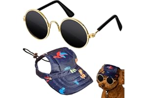 HAMKU 1 Stück Sonnenhut mit Ohrlöchern Katze Hunde Sonnenbrille mit Rutschfestem Silikonband Verstellbarer Haustier Baseballmütze Sommer Sonnenschutz Hut für Welpen Foto-Requisiten