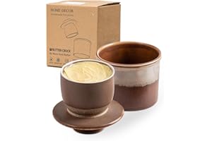 HOME DECOR Beurrier Ceramique - Conserve Le Beurre Frais et Tartinable Sans Réfrigération - Café au lait