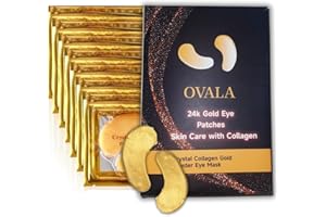 OVALA Under Eye Patches (16 Pairs) - 24K Gold Eye Patches for Puffy Eyes, Dark Circles, Eye Bags and Wrinkles, Collagen Skin Care Products, Beauty