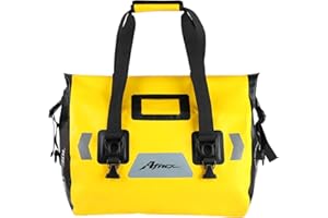 AFNCX Borsa Moto Posteriore 46L PVC Impermeabile,Borsa da Viaggio Riflettente per Motociclismo,Escursionismo, Ciclismo, Viaggio, Campeggio, Outdoor, (Giallo, 46L)