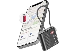 SBS Track My Lock - Lucchetto TSA con Localizzatore Finder Integrato, Compatibile Apple Dov'è (iOS), Blocco a Combinazione 3 Cifre, Allarme 60 dB, Ricarica USB-C, Ideale per Valigie e Borse, Nero
