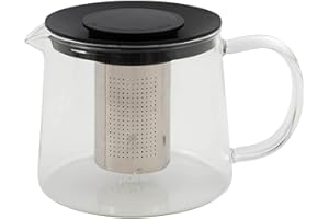 Point-Virgule Teiera in vetro con filtro in acciaio inox per aroma puro nero, 600 ml