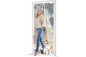 JOY2SEE Fliegengitter Balkontür Magnet 125x210cm, Aktualisierte Version Fliegengitter Tür, Weißer Magnetvorhang Insektenschutz, Ohne Bohren