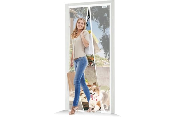 Mosquitera Puerta Magnética 75x195, JOY2SEE Mosquiteras para Puertas Blanco, Proteger a su Familia