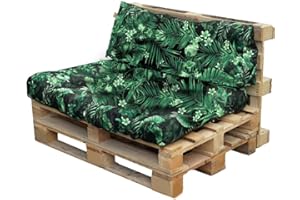 Bielik Coussins de Palette 120 x 80 Set de 2 pièces pour Meubles en Palette| Coussins de Palette Euro imperméables Made in EU | canapé en Palette matelassé Complet (Noir + Vert Feuilles)
