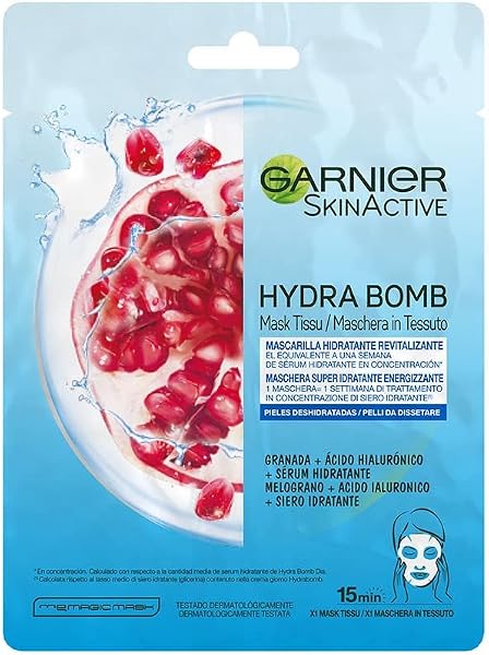 Garnier SkinActive Hydra Bomb Maschera Viso in Tessuto Super Idratante Energizzante per Pelli da Dissetare, 32 ml - 1