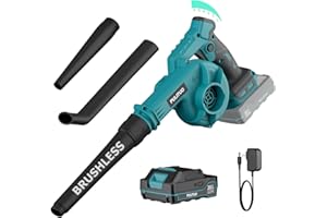 PULITUO Soffiatore a Batteria, Soffiatore Elettrico 20V con Batteria e Caricabatterie, Soffiatore Foglie 165CFM con 6 Modalità di Velocità, Leggero per Prato, Patio, Soffiare Foglie e Polvere