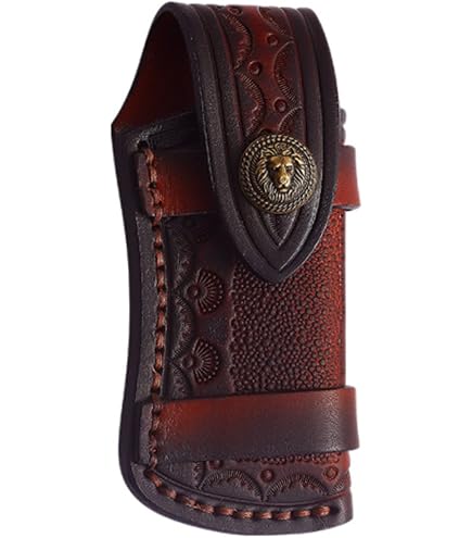 Étui En Cuir De Vache Fait Main – Fourreau Pour Couteau Pliant Ou Lame Fixe – Marron – Artisanal