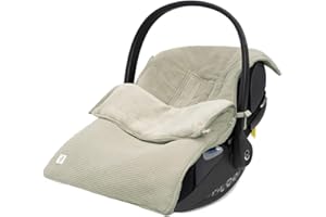 Jollein Fußsack Basic Knit Olive Green - Für Babyschale Kinderautositz Gruppe 0+ und Kinderwagen - Für 3-Punkt- und 5-Punkt-Gurt - Strickmuster und Fleece Futter - Olivgrün