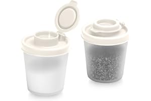 SIGNORA WARE Salt and Pepper Pots – Salt and Pepper Shakers in a Range of Sizes – Non-Toxic Salt and Pepper Set for Home, Camping, Picnics, Lunch Boxes – Transparent Salt Pepper Set (Medium White, 2pk)