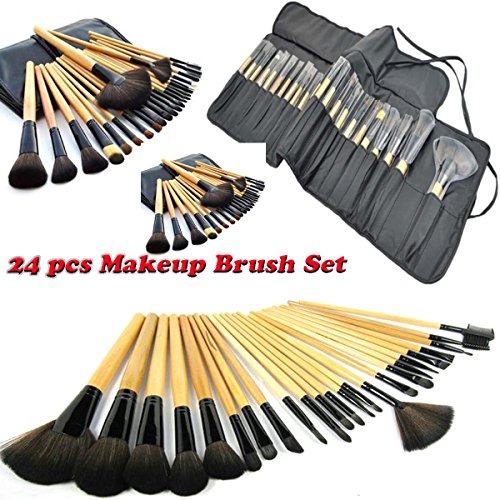 Professional Wood Makeup Brushes Cosmetic Make Up 24 pcs Makeup Brush Set tools Make-up Toiletry Kit Wool Brand Make up Brush Set + Pouch Bag Case
