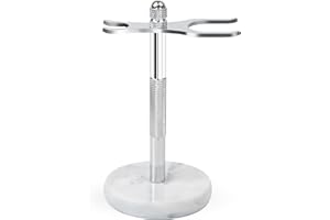 GMYIAK Rasiermesser und Pinsel Ständer,Rasiermesser halter mit Marmorsockel ist stabiler,der Sockel rostet nicht und der eingepasste Schutzabstand schützt Ihre Arbeitsplatte,ein Geschenk(Weiß)