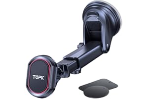 TOPK Car Phone Holder, Magnetic Phone Car Mount for Windshield and Dashboard,[Strong Suction] Adjustable Long Arm with Strongest Magnet for Cellphones