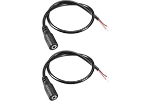 Rebower DC Potenza Cavo Dc Potenza Filo Femmina Connettori DC Codino Adattatore Barile Jack Presa Filo [per CCTV DVR LED luce] - 3.5x1.35mm/0.3m/Nero/2pz