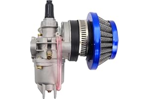 Viviance Carburador Carb Carby + Acero 44mm Filtro de aire + Pila compatible con 47cc 49cc Mini Moto Dirt Pocket Bike ATV Quad Go Kart Minimoto - Filtro azul