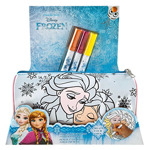Preisvergleich Produktbild Undercover FRQA2430 - Schlampermäppchen zum Bemalen, Disney Frozen inklusive 3 Fasermalern