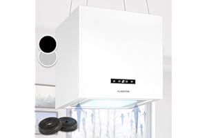 Klarstein Cappa Aspirante, Cappa Cucina con Timer e Flusso d'Aria di 595m³/h, Cappa Sospesa per Isola Cucina con 3 Modalità e Design Moderno, Cappa Isola Altezza Regolabile con Controllo Smart App