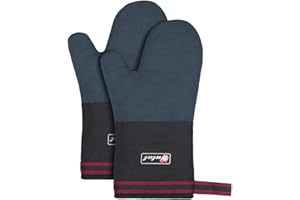 Yutat® Ofenhandschuhe - Erweitertes Längerund rutschfest für optimalen Schutz Topfhandschuhe Hitzebeständig bis 250°C, Topflappen Handschuh, Perfekt für die Küche, zum Backen, 2er Set, Marineblau