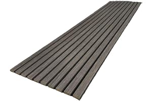 GENERIC Premium Wide Slat Acoustic Wall Panelling 2400mm x 600mm Decorative 3D (Charcoal (Black Felt))