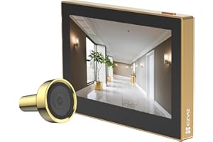 EZVIZ CP2 Spioncino Digitale a Batteria 1080P con Schermo a Colori da 4,3", Visione Grandangolare a 146°, Batteria Ricaricabile da 2200 mAh, WiFi 2.4 GHz, NO Rilevamento di Movimento, Colore Oro