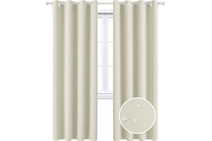 MAXIJIN tende impermeabili per finestre isolate Tende scure morbide per camera da letto 2 pannelli tende isolanti termiche con occhielli per interni, soggiorno (L 140x A 240 CM, Beige)