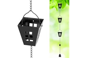 KHayRovies Catena per acqua piovana, grondaia, catena per drenare l'acqua per la pioggia all'aperto (griglia nera)