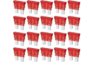 Gebildet Fusibles de Coche Estándar de 10A, Fusibles de Cuchilla ATC ATO de 10 Amp para Autocaravanas, Camiones, SUV y Caravanas (Paquete de 20 Unidades)