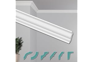HEXIM Stucchi per soffitto - Moderni in XPS Styropor bianco, Lunghezza 2 Metri Profili di Cornici Modanature Decorative (30 metri ZG15)